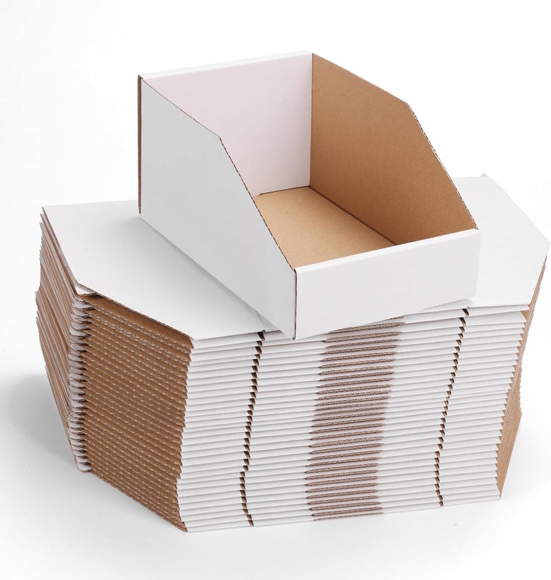 ZBEIVAN Cardboard Storage Bins Boxes 35 Packs 9.4x6x4.5 Inches, Easy Assembly Pantry Organizer Bins for Shelf, White - Image 1